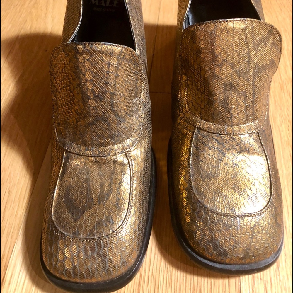 Snake print gold loafers MARE made in Italy